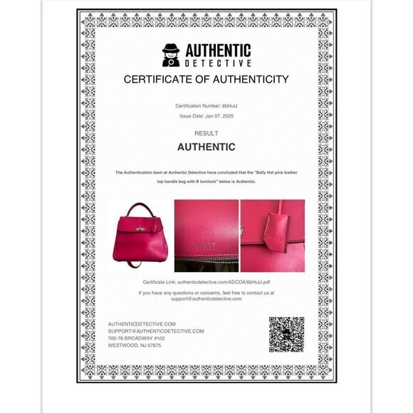 Bally Top Handle Leather Bag with Shoulder Strap “B” Turnlock Hot Pink Handbag - Picture 16 of 16